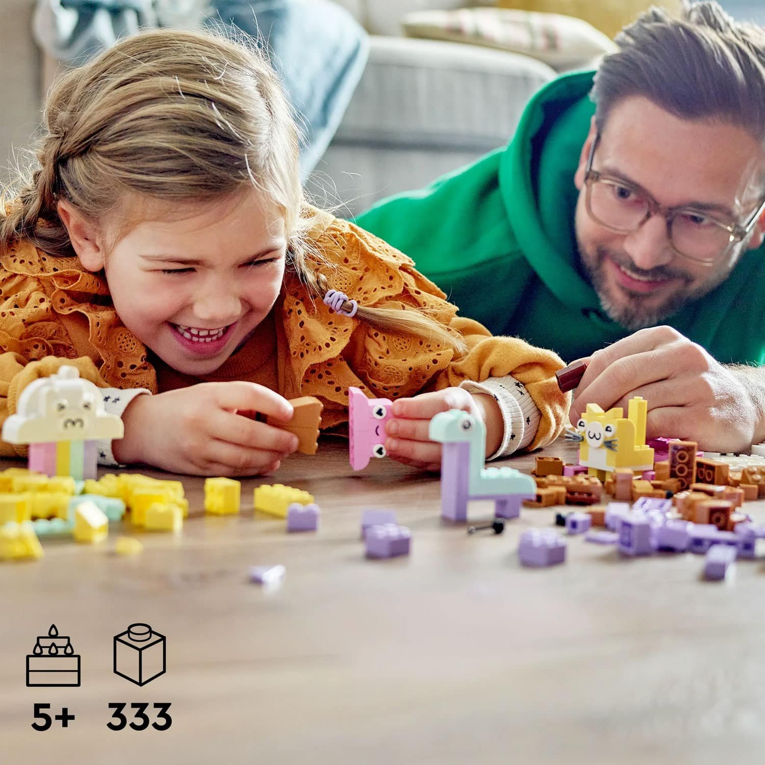 LEGO Classic Creative Pastel Fun Bricks Box 11028, Building Toys for Kids, Girls, Boys ages 5 Plus with Models; Ice Cream, Dinosaur, Cat & More, Creative Learning Gift - Image 4