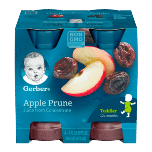 (Pack of 4) Gerber 100% Apple Prune Fruit Juice, 4 Fl Oz Bottles